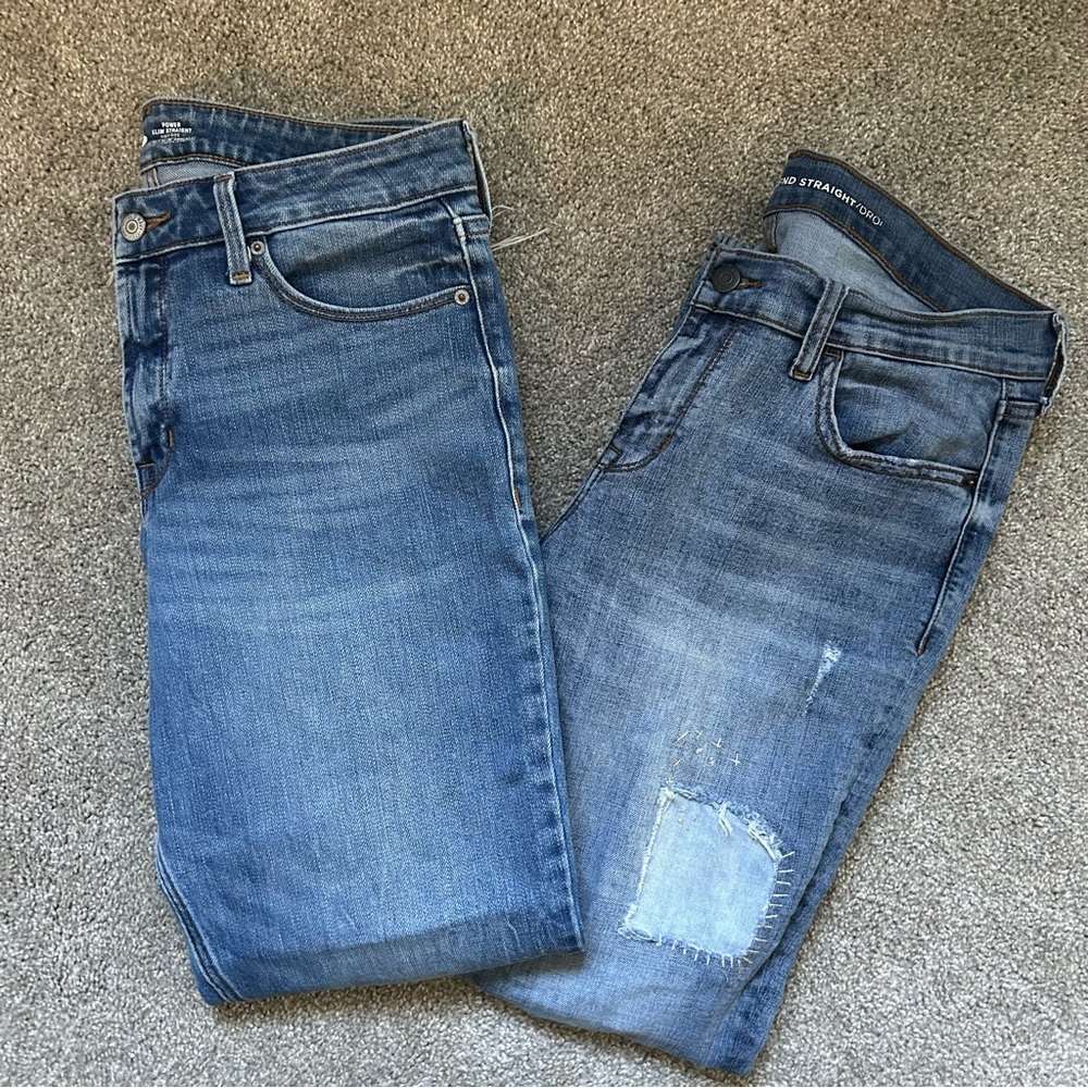 bundle/lot of old navy jeans, boyfriend straight & power slim straight - size 10